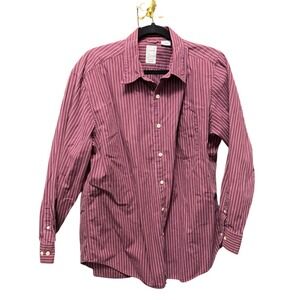 J.Crew Burgundy Pinstripe Button Down Shirt Men Large‎ Classic Preppy Fall Layer